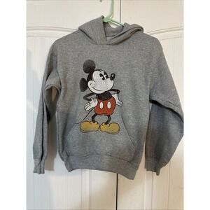 Disney Mickey Mouse Hoodie Sweatshirt Youth XL Gray Pullover Hanes
